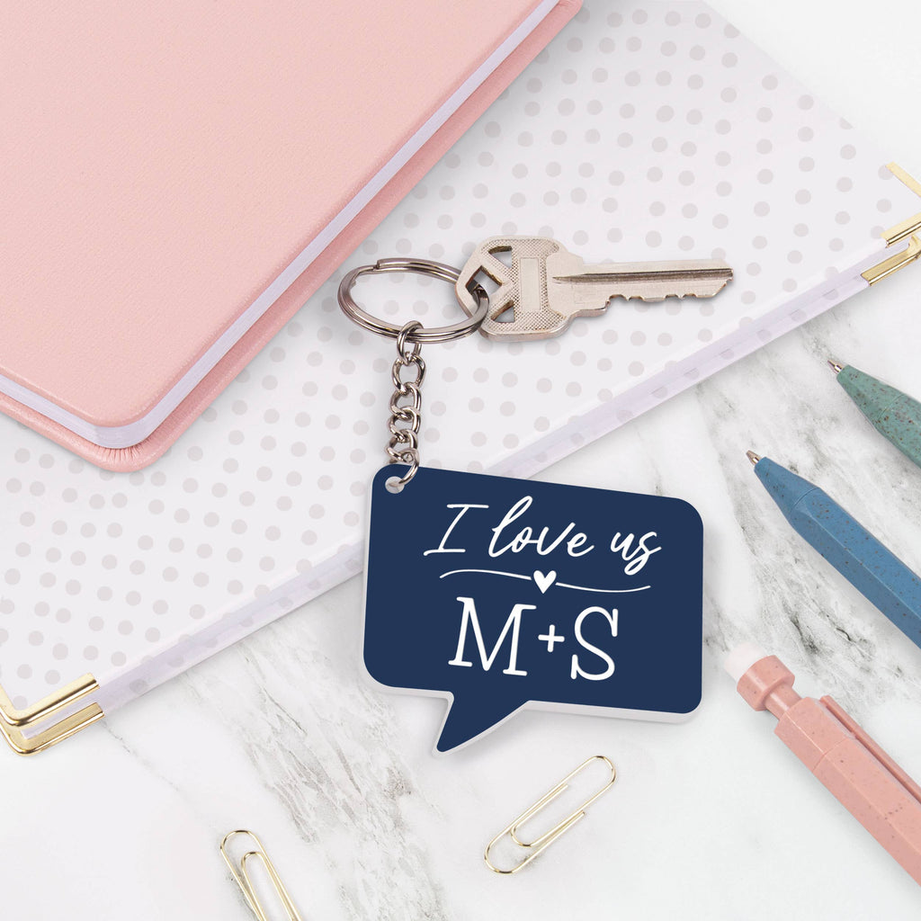 Laser Engravable Blue Word Bubble Keychain