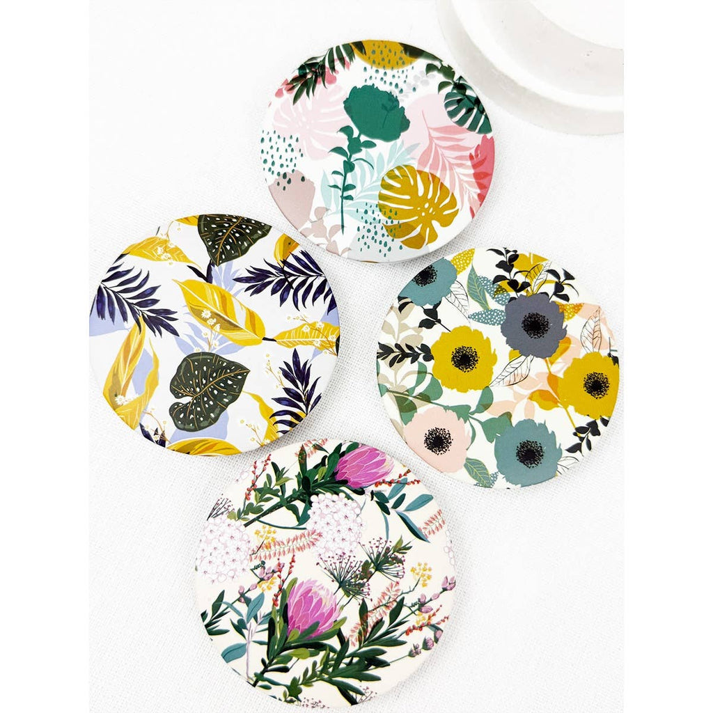 Elegant Tropical Leaf Print compact mirror